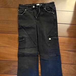 Zara Girls Black Cargo Jeans — Size 12